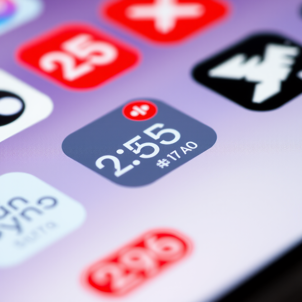 Close-up view of smartphone home screen showing various app icons with red notification badges displaying different numbers