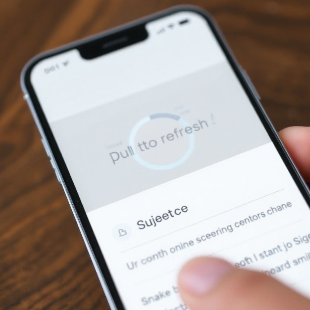 Mobile interface showing the pull-to-refresh micro-interaction with animated loading indicator and smooth content transition