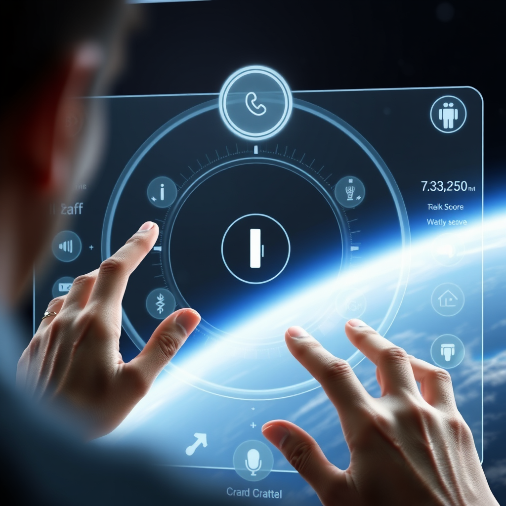 Future interface concept showing ultra-minimal design with gesture and voice controls